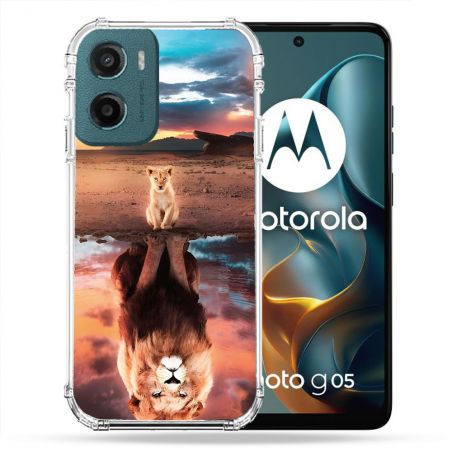 Coque Renforcée Pour Motorola G05 / E15 Animal Lion Reflet