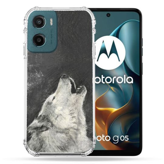 Coque Renforcée Pour Motorola G05 / E15 Animal Loup Hurlement