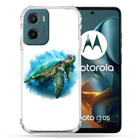 Coque Renforcée Pour Motorola G05 / E15 Animal Tortue Blanche multicolore