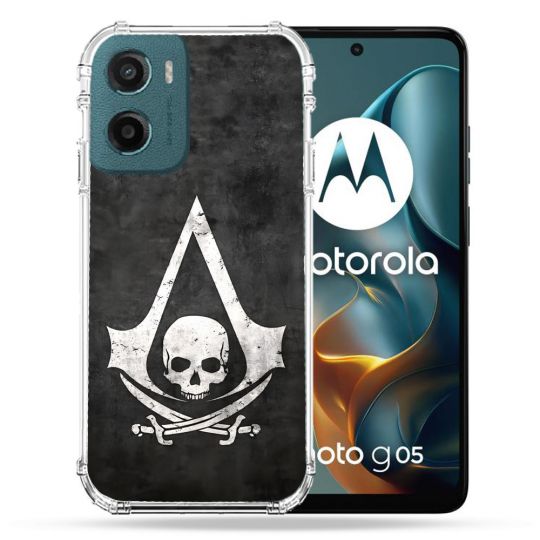 Coque Renforcée Pour Motorola G05 / E15 Assassin Creed Tete Mort