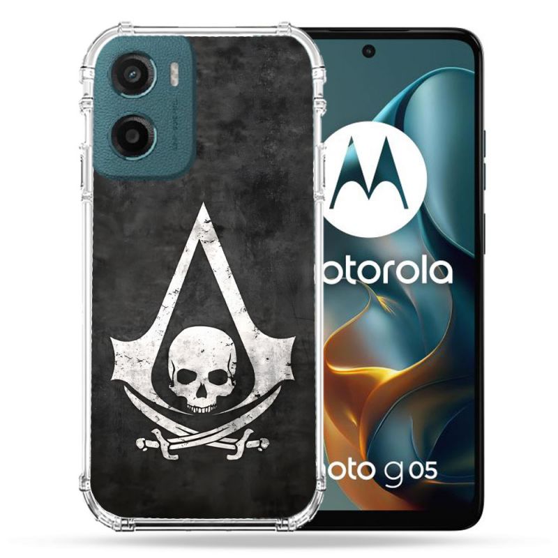 Coque Renforcée Pour Motorola G05 / E15 Assassin Creed Tete Mort