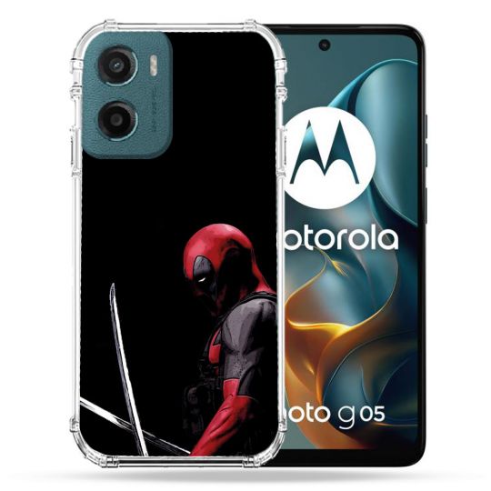 Coque Renforcée Pour Motorola G05 / E15 Deadpool Epee