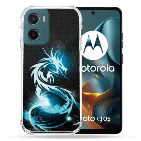 Coque Renforcée Pour Motorola G05 / E15 Fantastique Dragon Bleu
