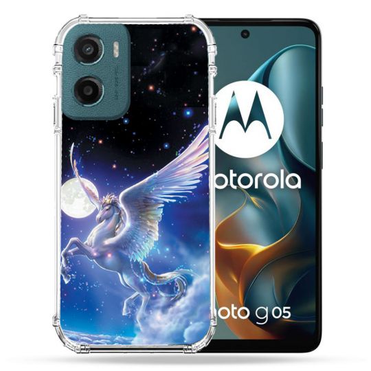 Coque Renforcée Pour Motorola G05 / E15 Fantastique Licorne Céleste