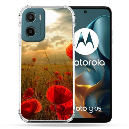Coque Renforcée Pour Motorola G05 / E15 Fleur Coquelicot