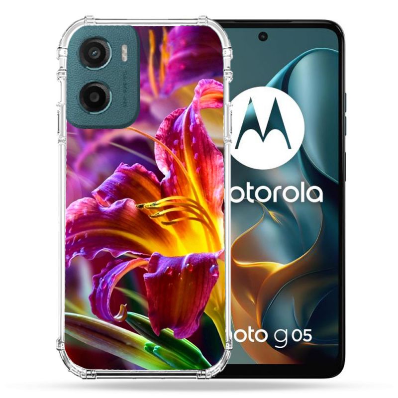 Coque Renforcée Pour Motorola G05 / E15 Fleur Lys Color