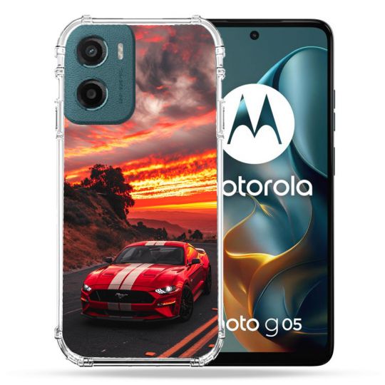 Coque Renforcée Pour Motorola G05 / E15 Ford Mustang GT500 Rouge