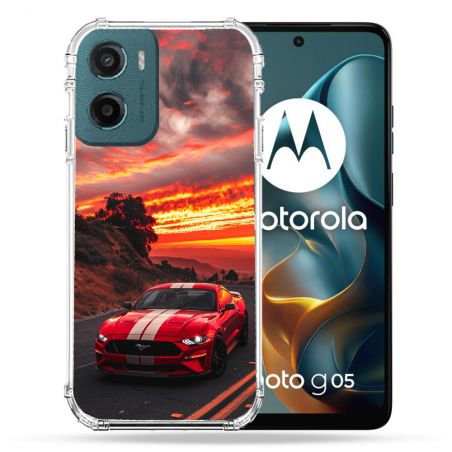 Coque Renforcée Pour Motorola G05 / E15 Ford Mustang GT500 Rouge