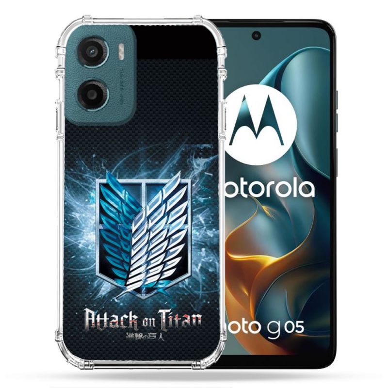 Coque Renforcée Pour Motorola G05 / E15 Manga Attaque Titans Noir