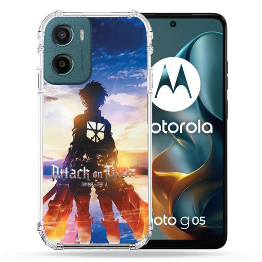 Coque Renforcée Pour Motorola G05 / E15 Manga Attaque Titans Soleil