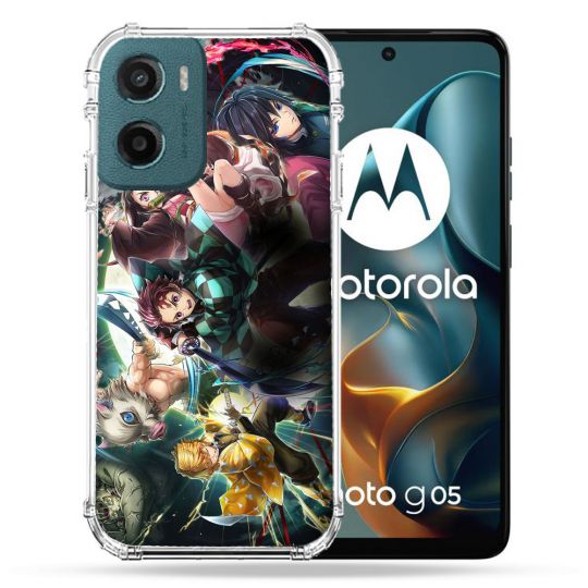 Coque Renforcée Pour Motorola G05 / E15 Manga Demon Slayer Groupe