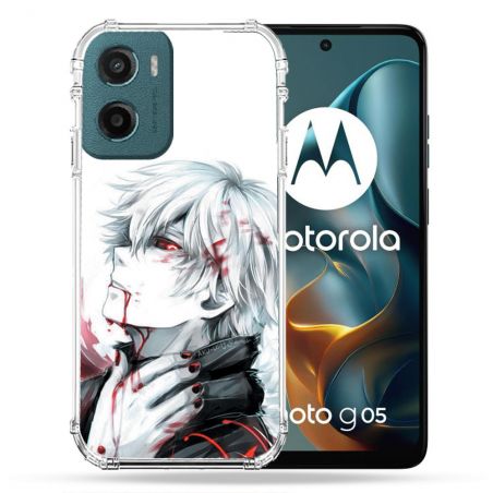 Coque Renforcée Pour Motorola G05 / E15 Manga Tokyo Ghoul Kaneki Blanc