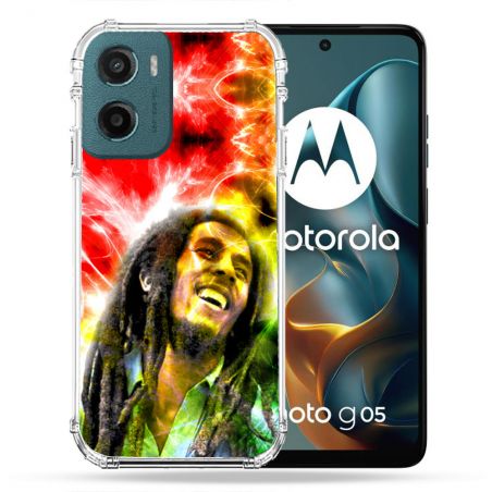 Coque Renforcée Pour Motorola G05 / E15 Musique Bob Marley Color