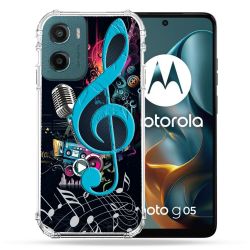 Coque Renforcée Pour Motorola G05 / E15 Musique Cle Sol Bleu