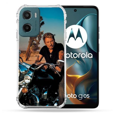 Coque Renforcée Pour Motorola G05 / E15 Musique Johnny Hallyday Moto