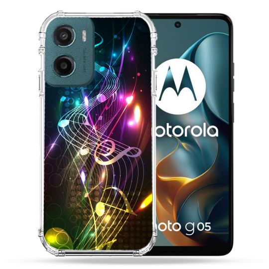 Coque Renforcée Pour Motorola G05 / E15 Musique Partition Multicolore