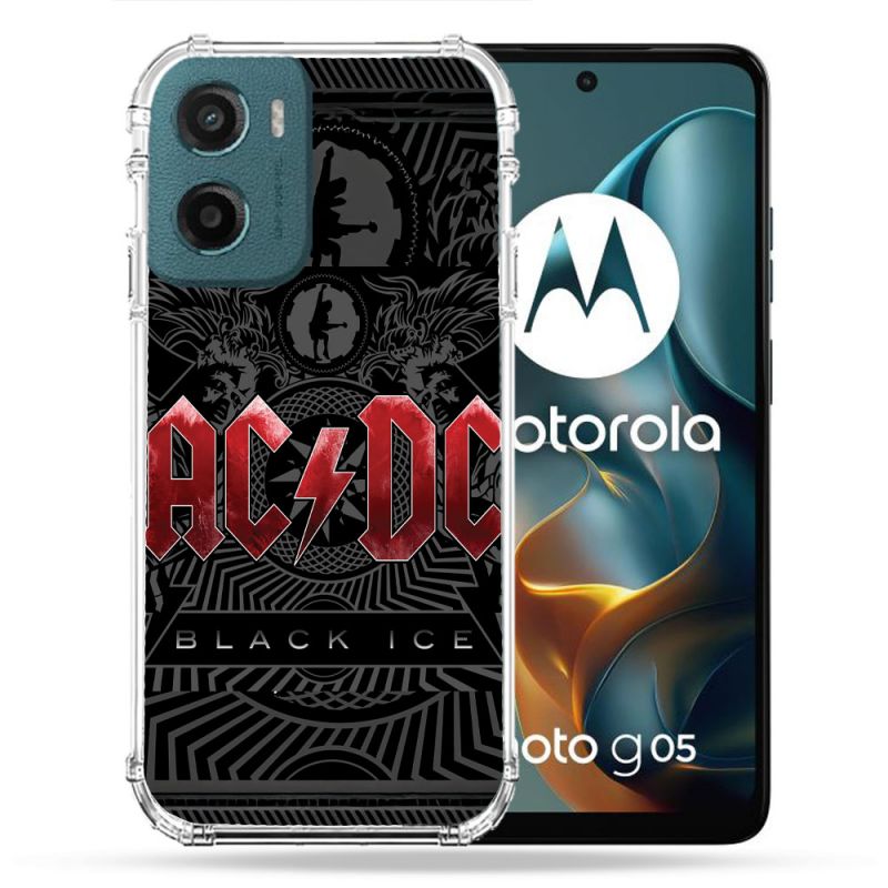 Coque Renforcée Pour Motorola G05 / E15 Musique Rock ACDC Rouge