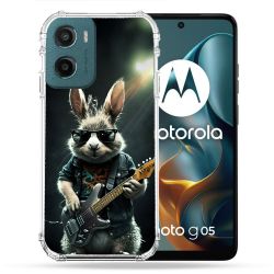 Coque Renforcée Pour Motorola G05 / E15 Musique Rock Lapin