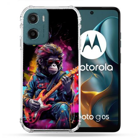 Coque Renforcée Pour Motorola G05 / E15 Musique Rock Singe
