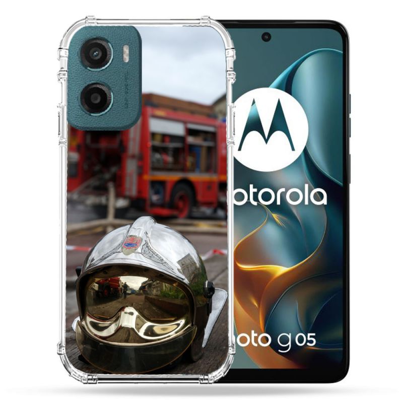Coque Renforcée Pour Motorola G05 / E15 Pompier Casque Camion