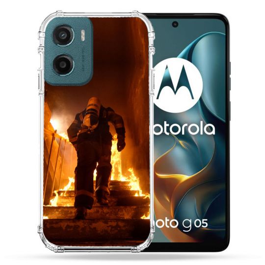 Coque Renforcée Pour Motorola G05 / E15 Pompier Escalier