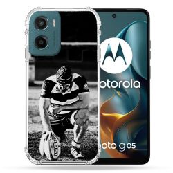 Coque Renforcée Pour Motorola G05 / E15 Sport Rugby Noir Blanc