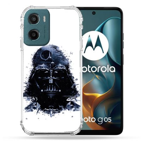 Coque Renforcée Pour Motorola G05 / E15 Star Wars - Dark Vador Blanc