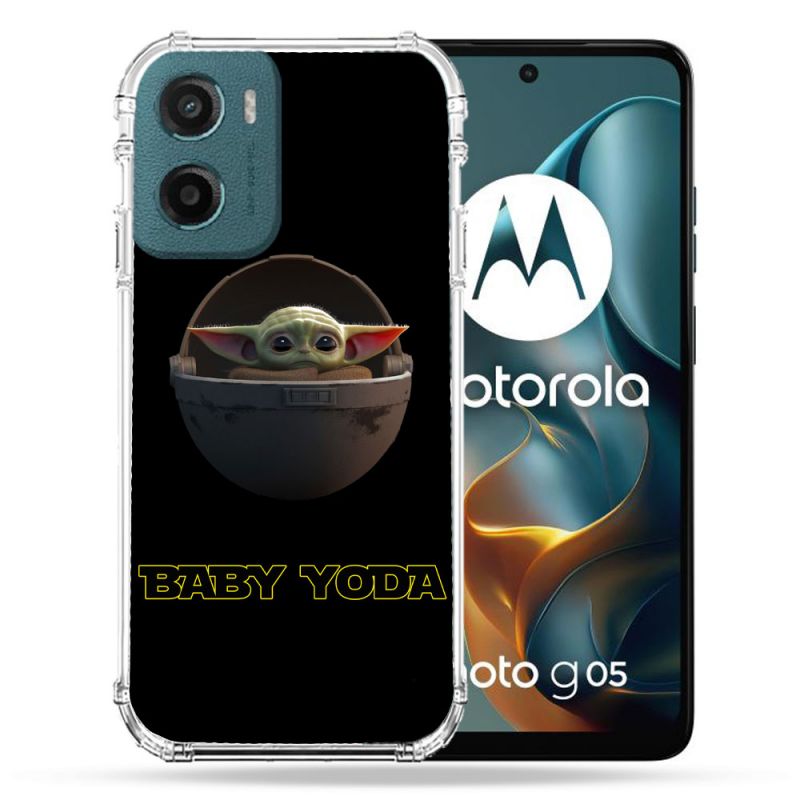 Coque Renforcée Pour Motorola G05 / E15 Star Wars - Yoda bebe noir