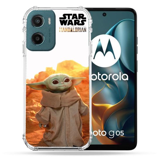 Coque Renforcée Pour Motorola G05 / E15 Star Wars - Yoda bebe soleil