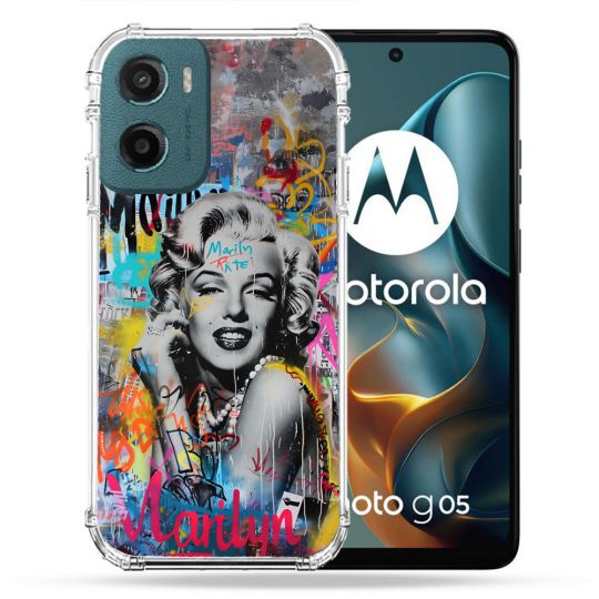Coque Renforcée Pour Motorola G05 / E15 Street Art Maryline Monroe