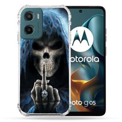 Coque Renforcée Pour Motorola G05 / E15 Tete de Mort Doigt