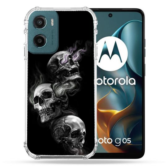 Coque Renforcée Pour Motorola G05 / E15 Tete de Mort Triple