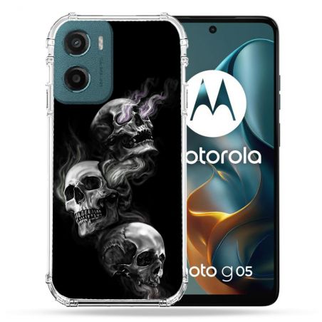 Coque Renforcée Pour Motorola G05 / E15 Tete de Mort Triple