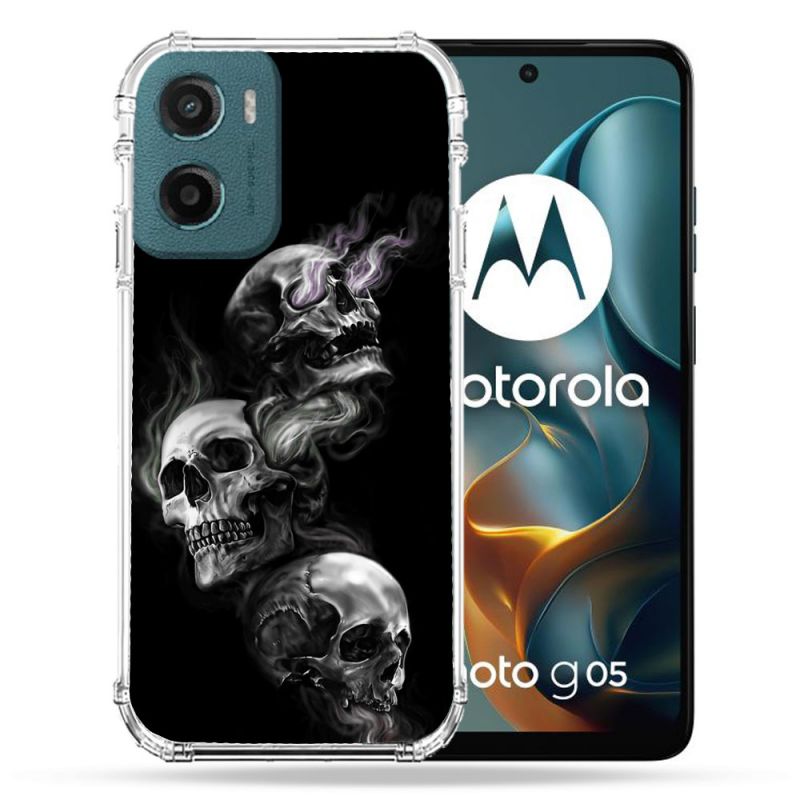 Coque Renforcée Pour Motorola G05 / E15 Tete de Mort Triple