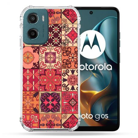 Coque Renforcée Pour Motorola G05 / E15 Texture Carreau Ciment Rouge