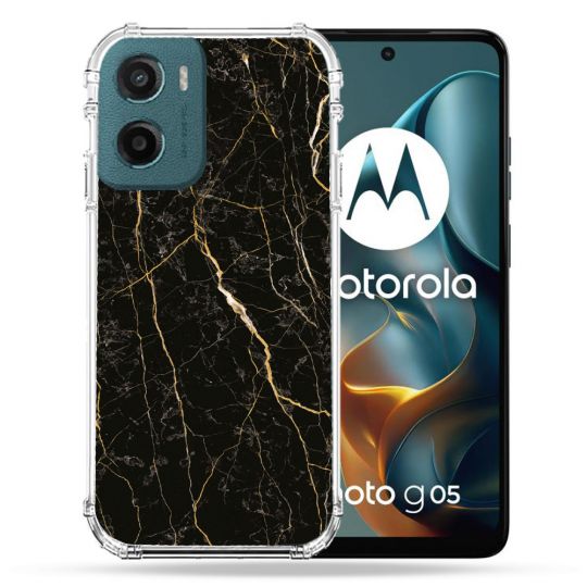 Coque Renforcée Pour Motorola G05 / E15 Texture Marbre Noir