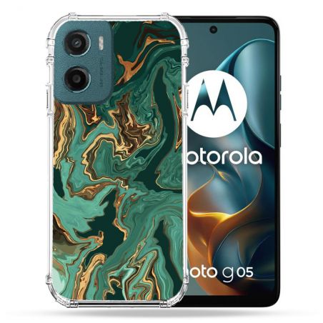 Coque Renforcée Pour Motorola G05 / E15 Texture Marbre Vert