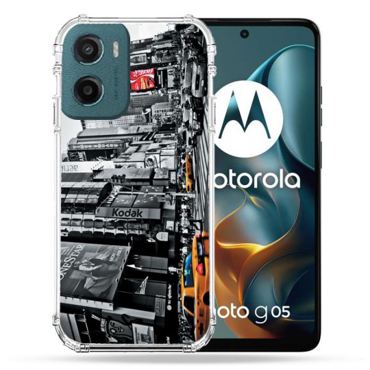 Coque Renforcée Pour Motorola G05 / E15 Voyage Amerique USA New York Taxi