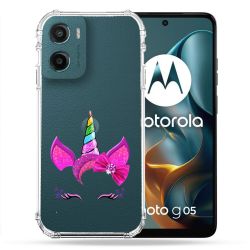 Coque Renforcée Transparente Pour Motorola G05 / E15 Licorne Paillette