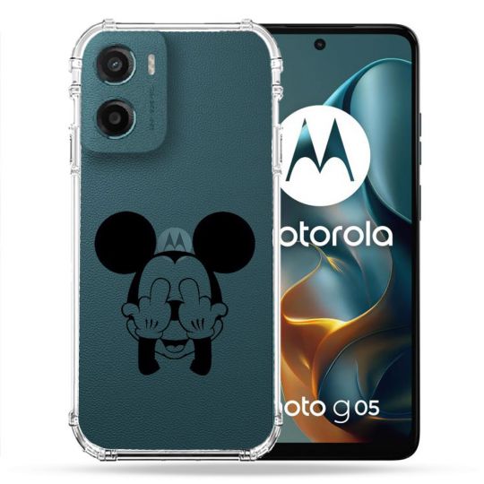 Coque Renforcée Transparente Pour Motorola G05 / E15 Mickey doigt