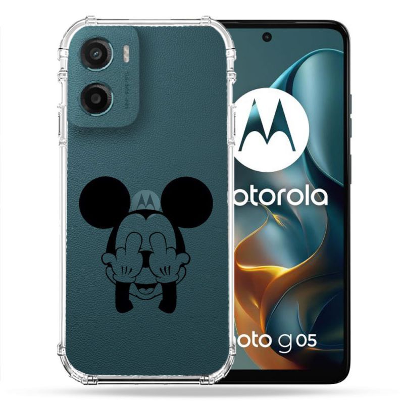 Coque Renforcée Transparente Pour Motorola G05 / E15 Mickey doigt