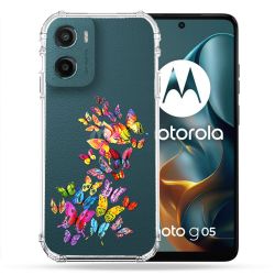 Coque Renforcée Transparente Pour Motorola G05 / E15 Papillon Multicolore