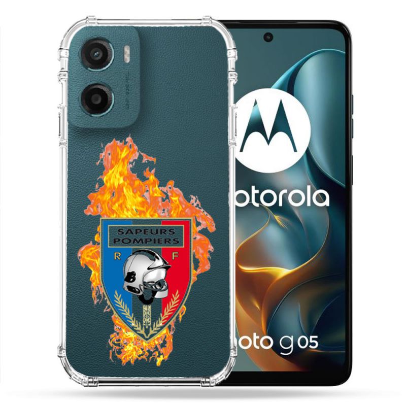 Coque Renforcée Transparente Pour Motorola G05 / E15 Pompier Feu
