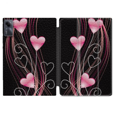 Coque Renforcée Pour Xiaomi Redmi Pad SE 11 Amour Coeur Rose Montant sur Noir