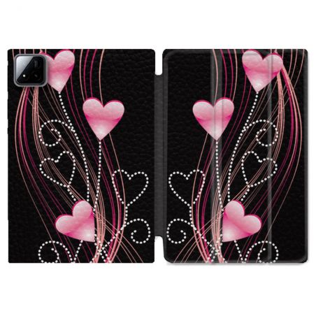 Coque Renforcée Pour Xiaomi Pad 7 / 7 Pro Amour Coeur Rose Montant sur Noir