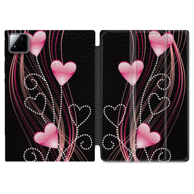 Coque Renforcée Pour Xiaomi Pad 7 / 7 Pro Amour Coeur Rose Montant sur Noir