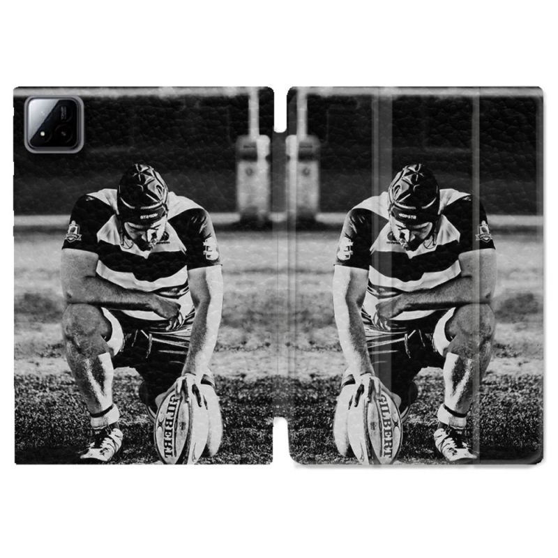 Coque Renforcée Pour Xiaomi Pad 7 / 7 Pro Sport Rugby Noir Blanc