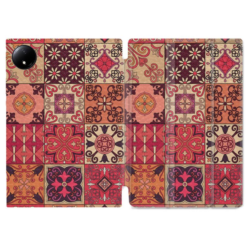 Coque Renforcée Pour Xiaomi Redmi Pad SE 8.7 Texture Carreau Ciment Rouge