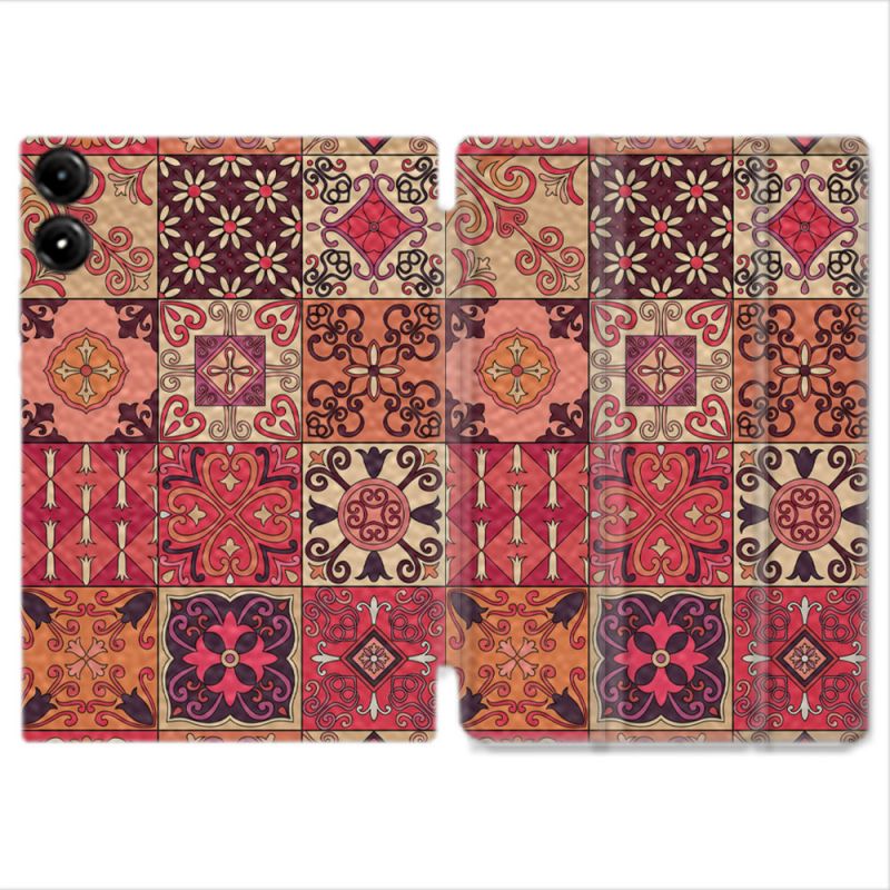 Coque Renforcée Pour Redmi Pad Pro 5G Texture Carreau Ciment Rouge