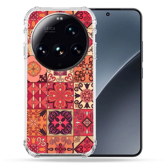 Coque Renforcée Pour Xiaomi 15 Ultra Texture Carreau Ciment Rouge